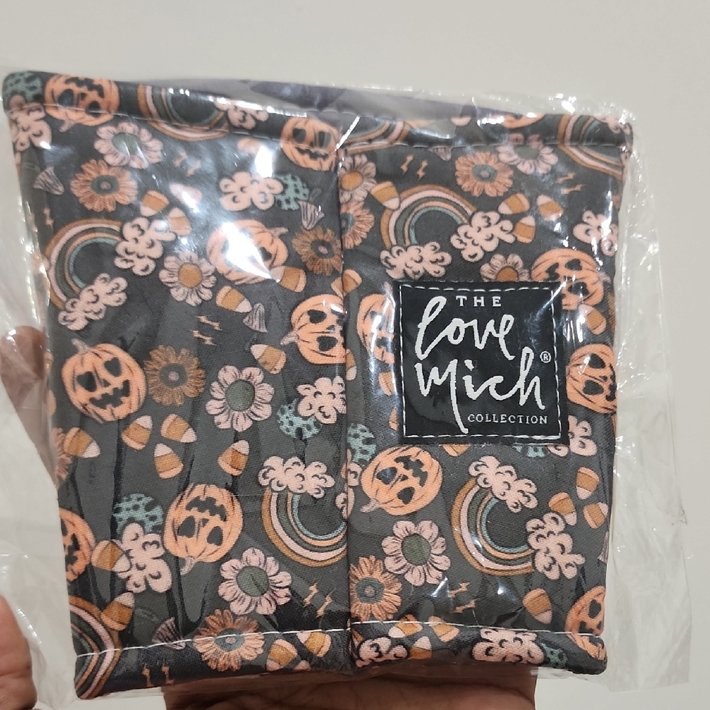 Tea Collection Halloween Coffee Coozie - Black and Orange